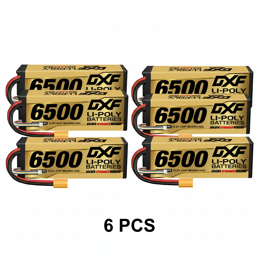 DXF Gold Series 4S HV 15.2V 6500mAh 140C Graphene Hardcase LiPo Battery with XT90 & 10AWG Wire (1-6 Pack)
