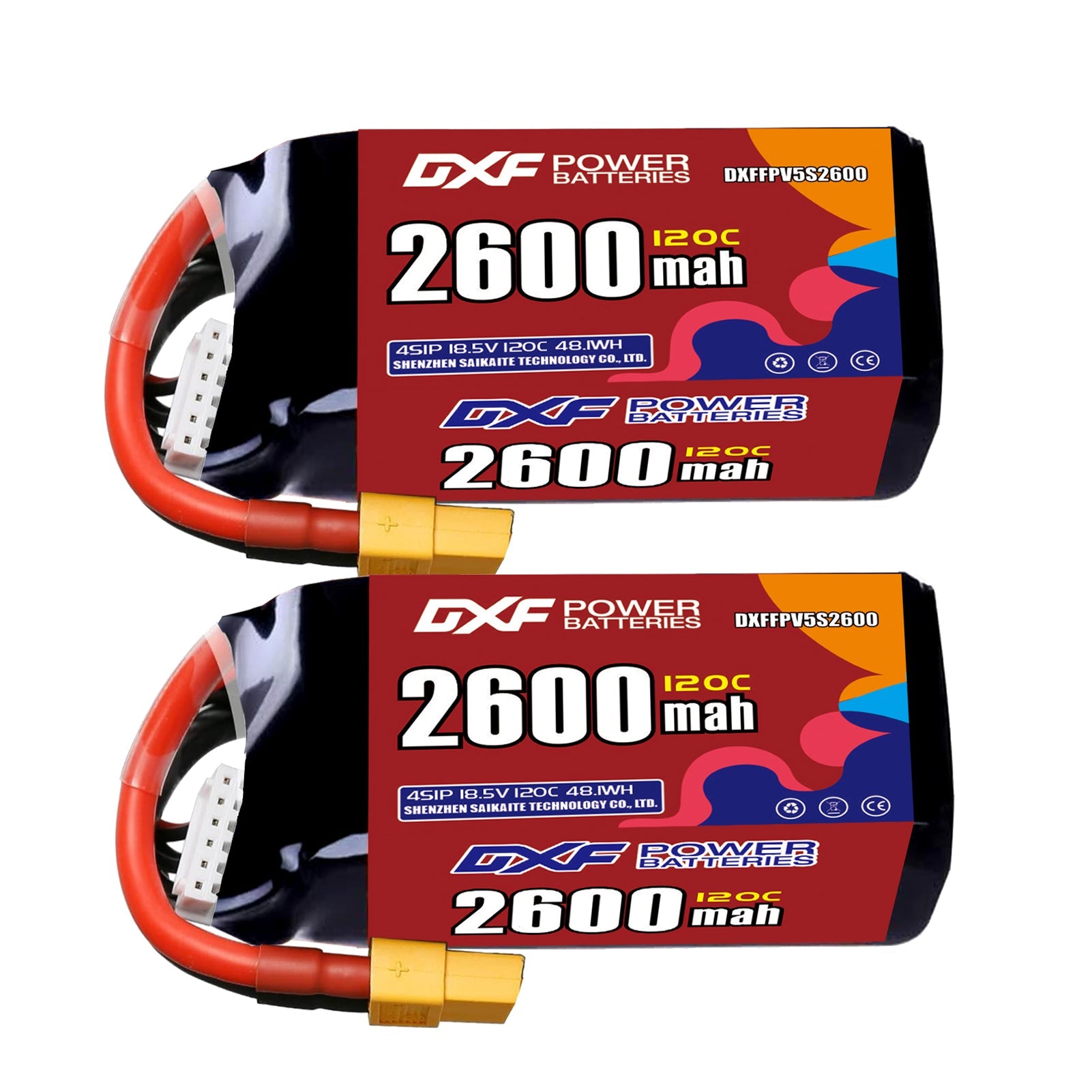 DXF 5S 18.5V 2600mAh 120C LiPo Battery for FPV Micro Drones (PH2.0 / JST / XT30 / SM / XT60 / EC5 / XT90 Options)