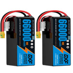 DXF 6S 22.2V 66000mAh 10C Soft Case LiPo Battery with 8AWG Wire for Toy Cars, Boats, UAVs & Drones (1-6 Pack)