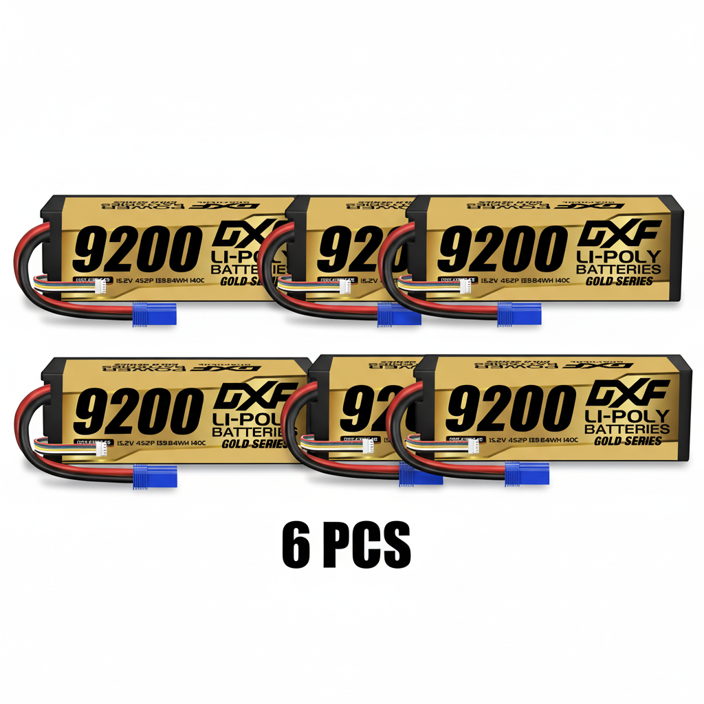 DXF GoldSeries 4S HV 15.2V 9200mAh 140C Graphene Hardcase LiPo Battery with XT90 & 10AWG Wire (1-6 Pack)