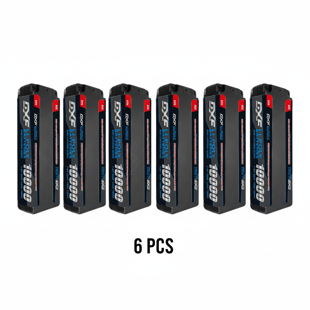 DXF Gray 2S HV 7.6V 10000mAh 150C Hardcase LiPo Battery with 5mm to Deans/T-Plug & 12AWG Wire (1-6 Pack)