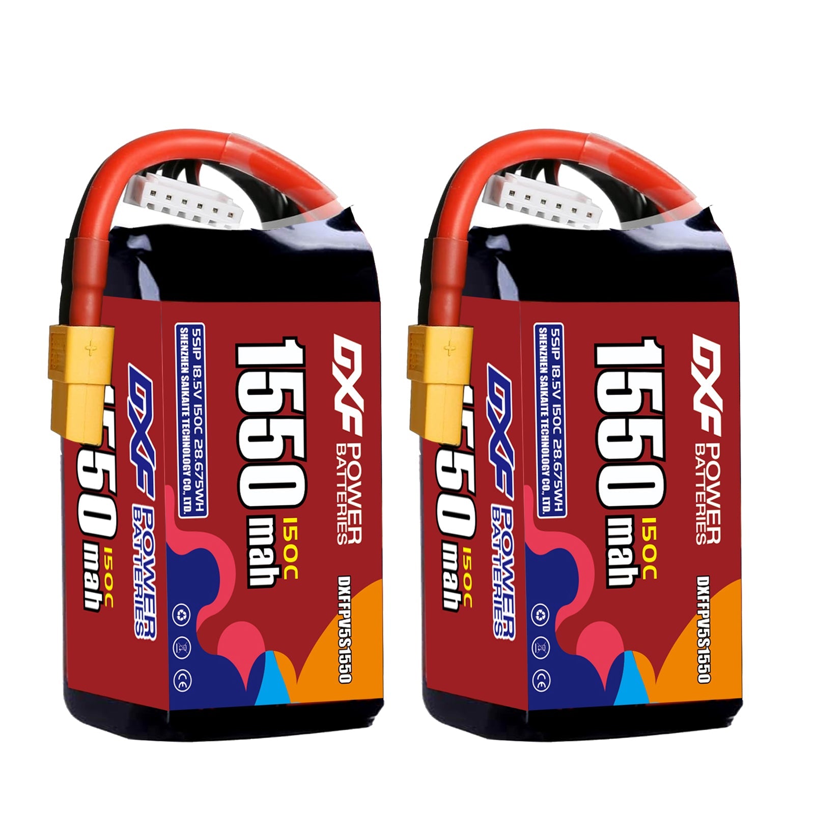 DXF 5S 18.5V 1550mAh 150C LiPo Battery for FPV Micro Drones (PH2.0 / JST / XT30 / SM / XT60 / EC5 / XT90 Options)