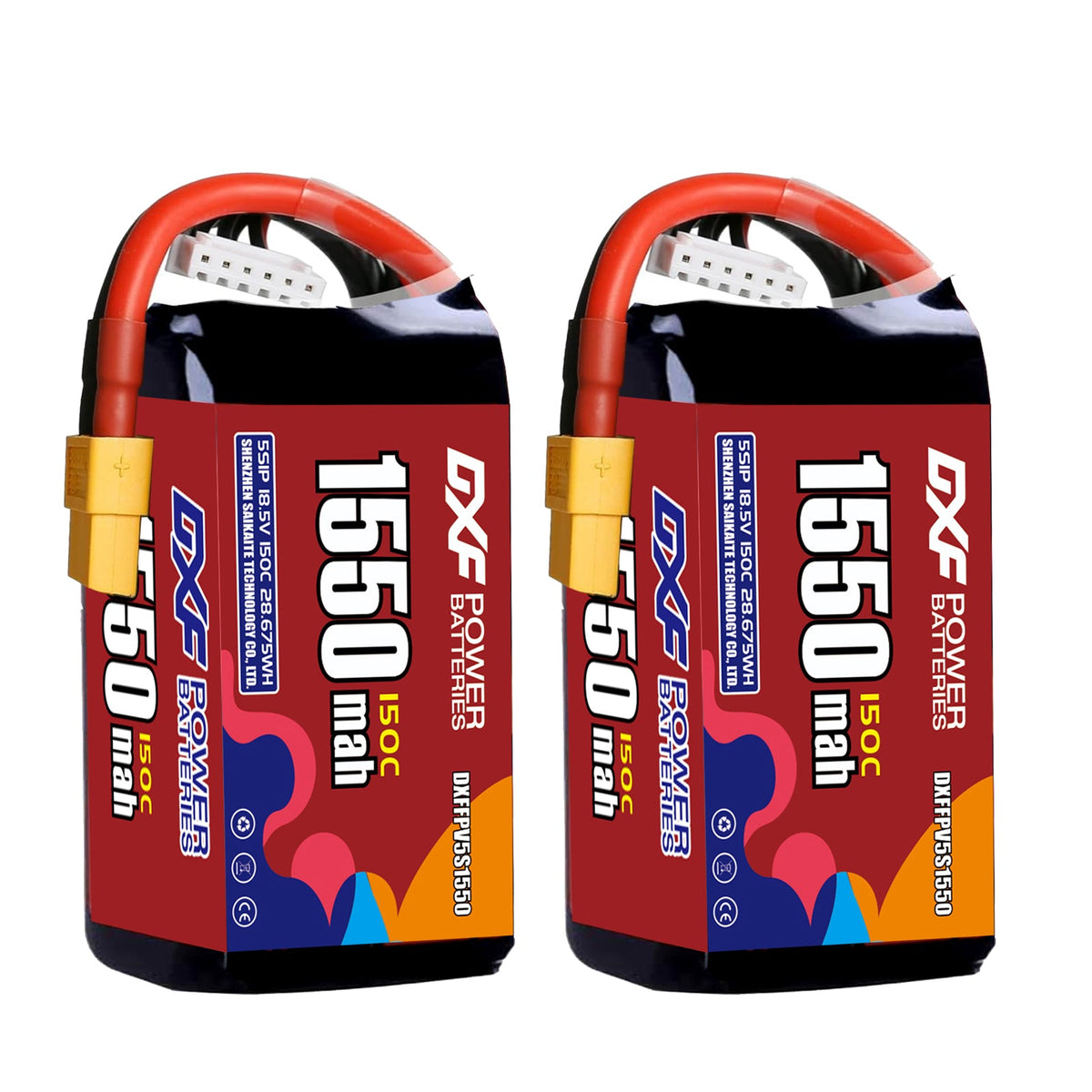 DXF 5S 18.5V 1550mAh 150C LiPo Battery for FPV Micro Drones (PH2.0 / JST / XT30 / SM / XT60 / EC5 / XT90 Options)