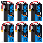 DXF 6S 23.1V 72000mAh 15C Soft Case LiPo Battery with 8AWG Wire for Toy Cars, Boats, UAVs & Drones (1-6 Pack)