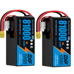 DXF 6S 22.2V 81000mAh 5C Soft Case LiPo Battery with 8AWG Wire for Toy Cars, Boats, UAVs & Drones (1-6 Pack)