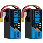 DXF SEMI-SOLID 12S 44.4V 12000mAh 15C Soft Case LiPo Battery with 8AWG Wire for Toy Cars, Boats, UAVs & Drones (1-6 Pack)