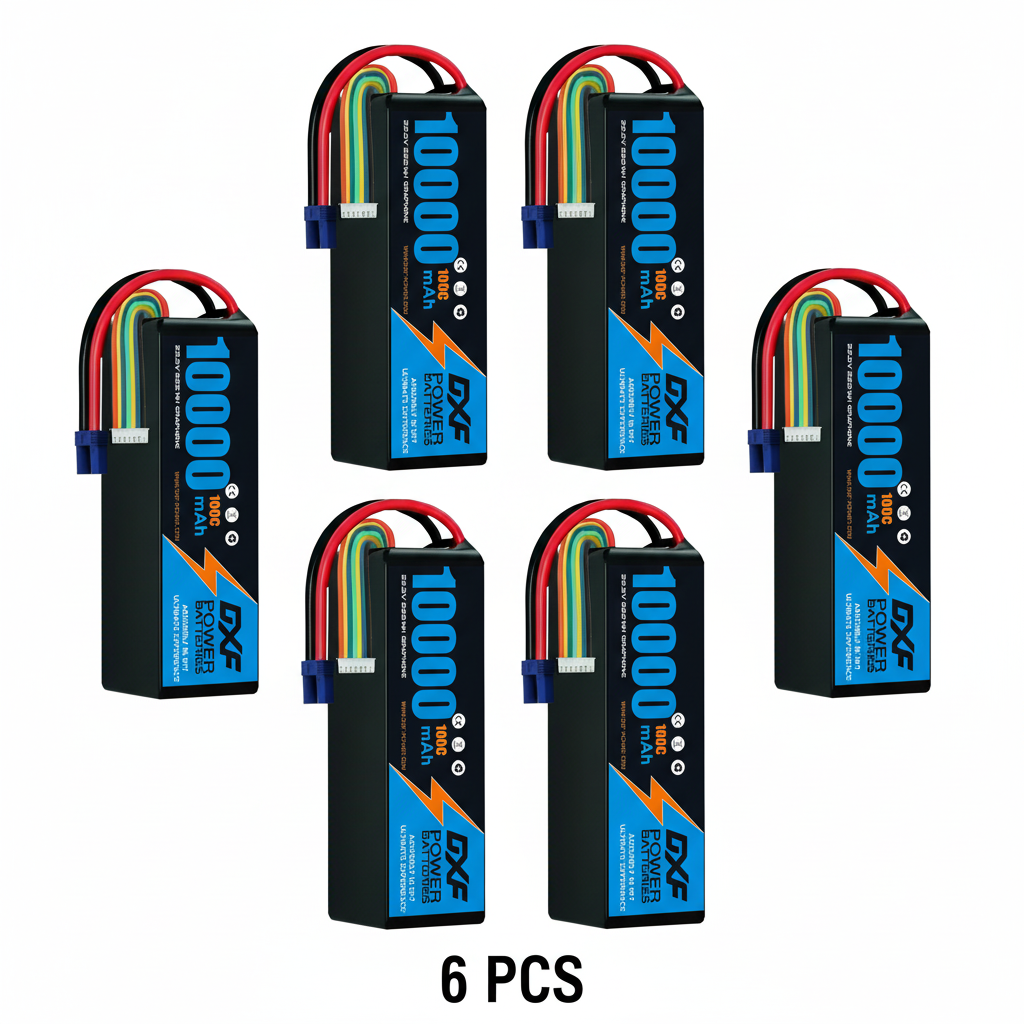 DXF 6S 22.2V 10000mAh 100C Softcase LiPo Battery with 10AWG EC5 for 1/8 RC Cars, Trucks, Buggies, Truggies (1-6 Pack Available)