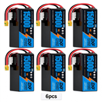 DXF 6S 22.2V 15000mAh 10C Soft Case LiPo Battery with 8AWG Wire for UAVs & Drones (1-6 Pack)
