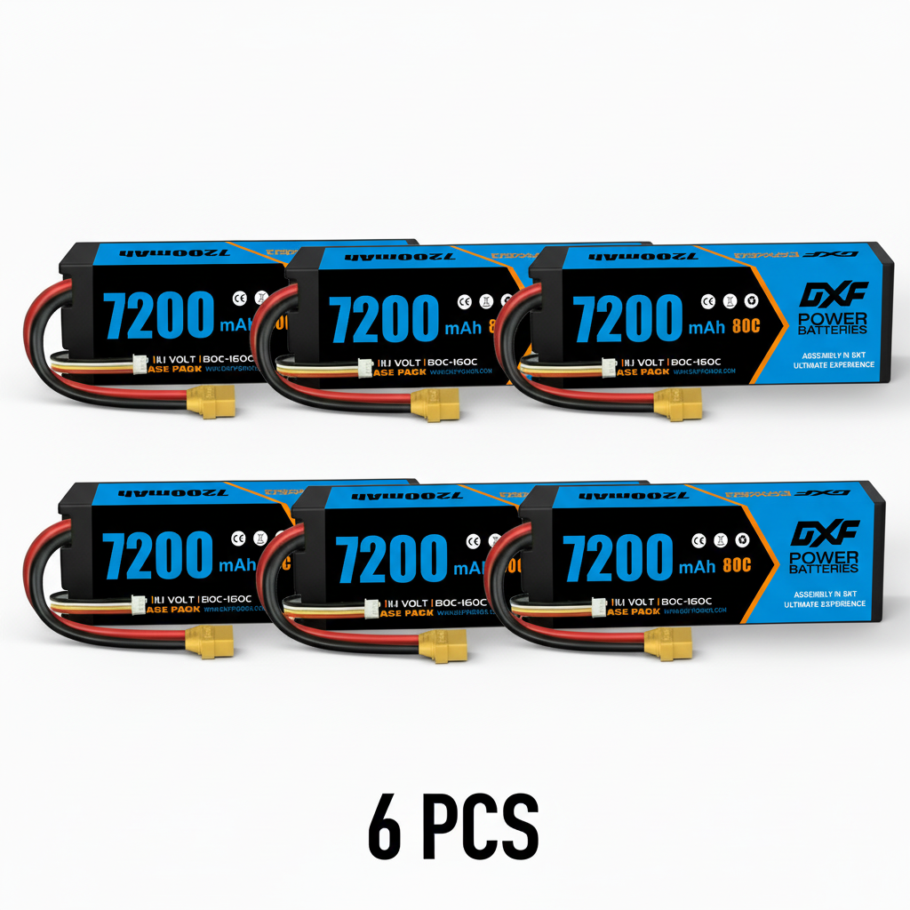 DXF 3S 11.1V 7200mAh 80C Hardcase LiPo Battery with 10AWG XT90 for 1/8 1/10 RC Cars, Trucks, Buggies (1-6 Pack Available)