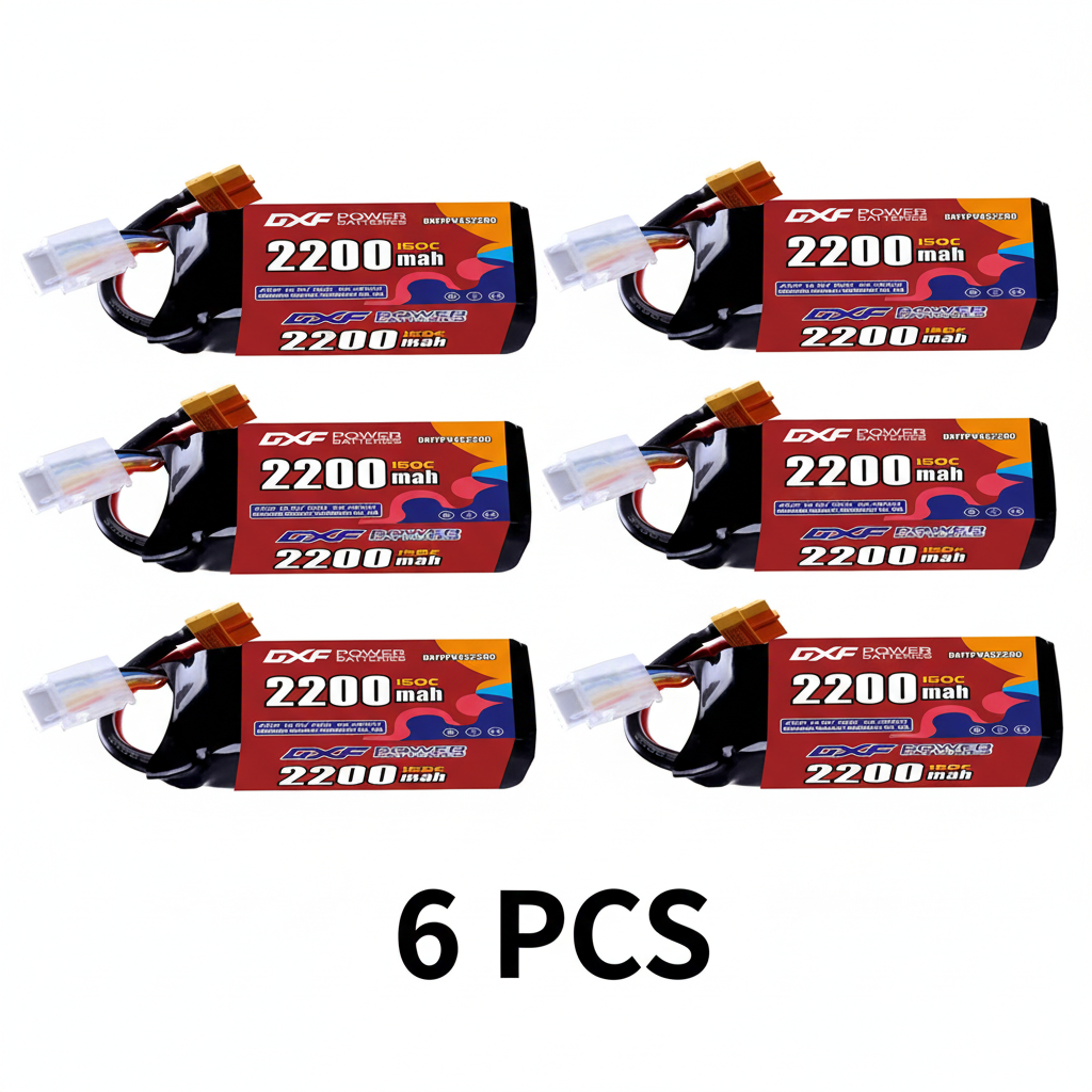 DXF 4S 14.8V 2200mAh 150C Softcase LiPo Battery with XT60 for RC Cars, Boats, Trucks (1-6 Pack Available)