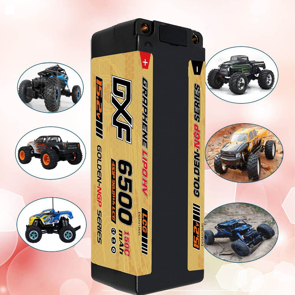 DXF LiPo Battery 4S HV 15.2V 6500mAh 150C Graphene NGP Gold Version with 5mm Bullet / EC5 / T / TRX / XT60 / XT90 / XT150 / Q8s Plug for RC 1/8 1/5 Scale Car Buggy Truggy Racing