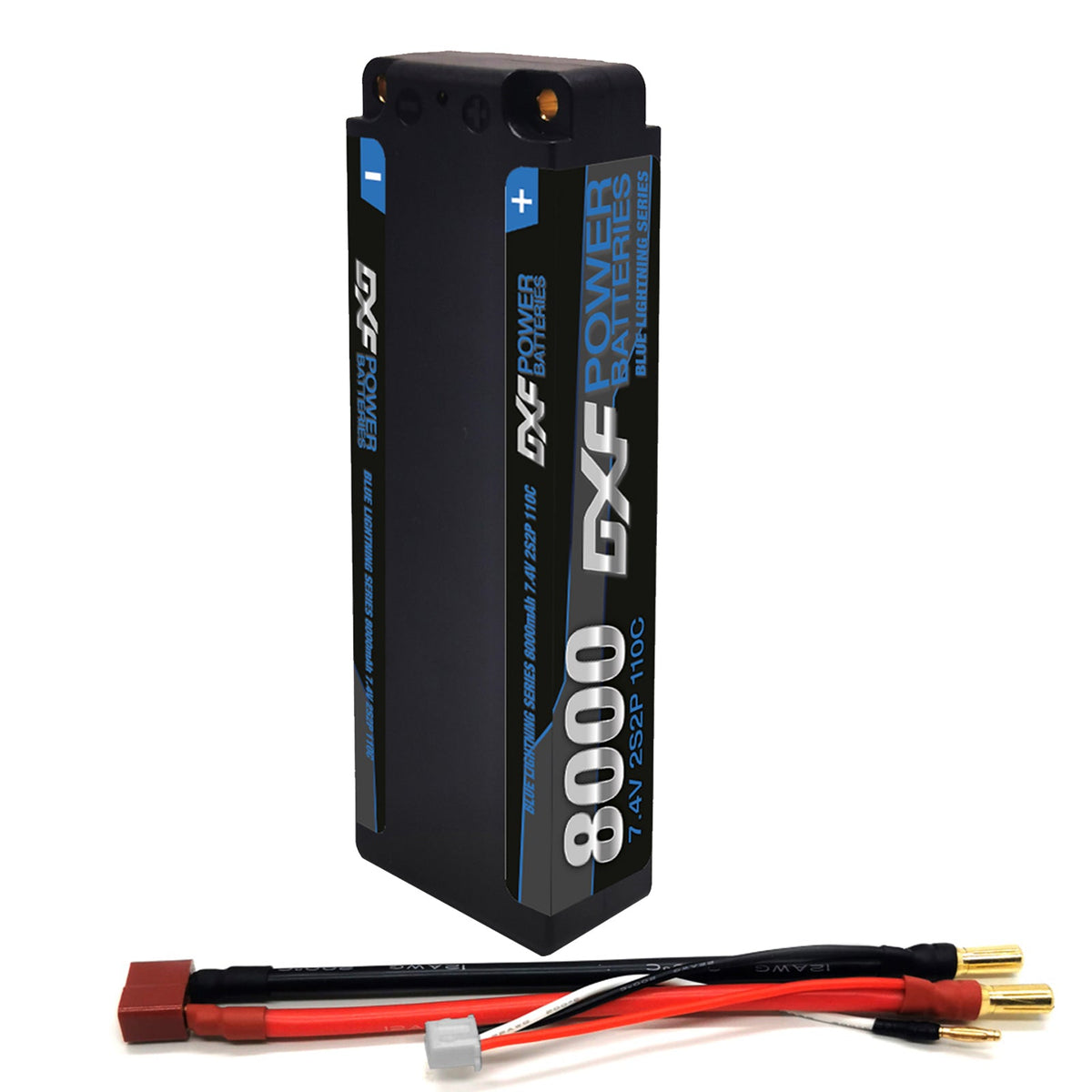 DXF LiPo Battery 2S2P 7.4V 8000mAh 110C Graphene with 5mm Bullet / EC5 / T / TRX / XT60 / XT90 / XT150 / Q8s Plug for RC 1/10 Touring Car Racing