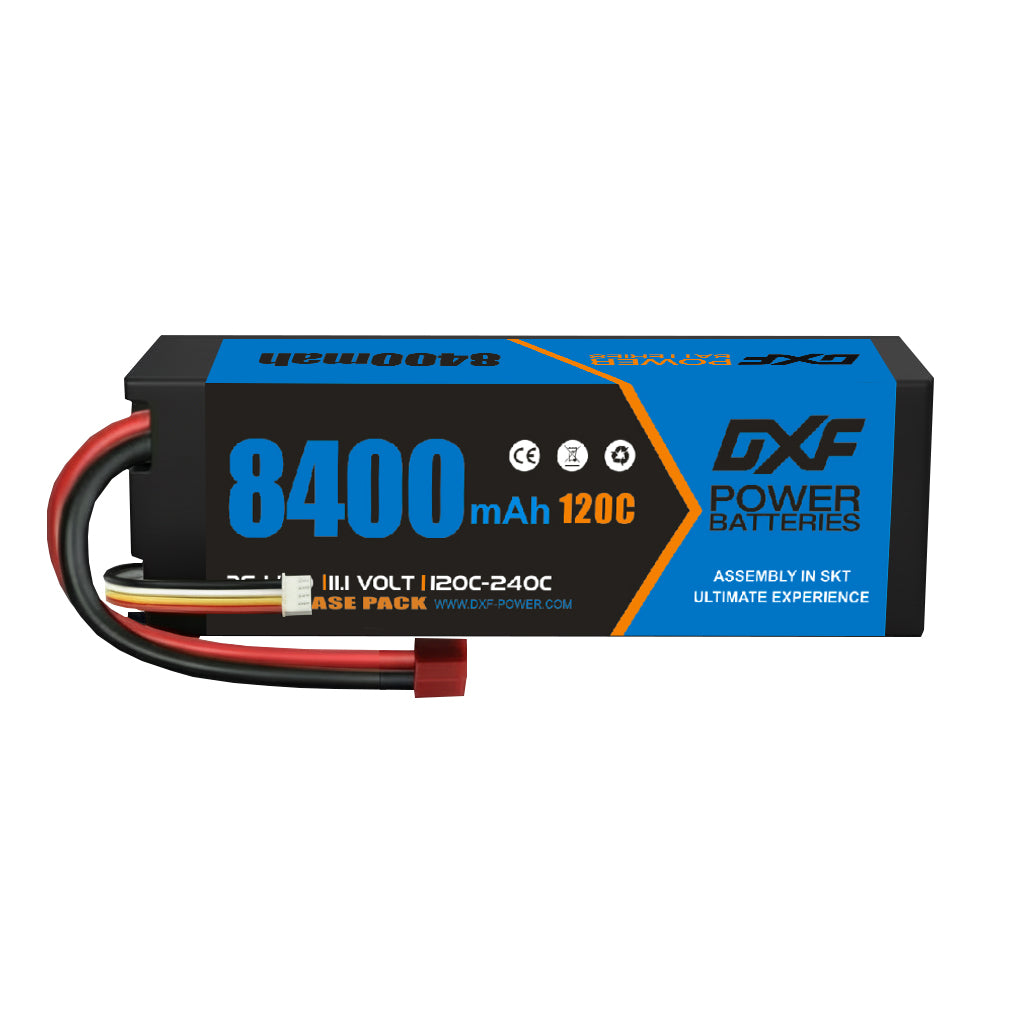 DXF 3S 11.1V 8400mAh 120C Graphene LiPo Hardcase Battery with 10AWG Deans T-Plug for RC Car Truck (1-6 Pack)