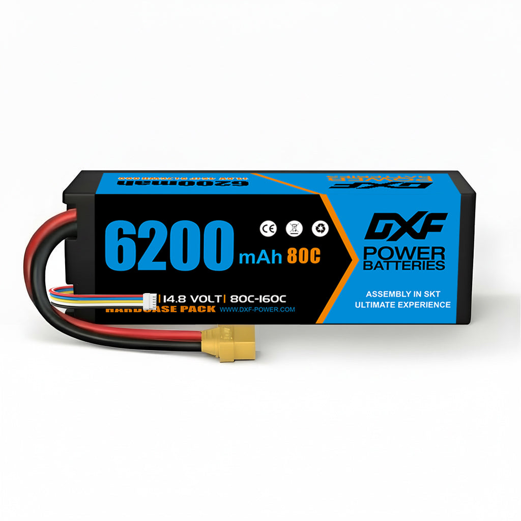 DXF 4S 14.8V 6200mAh 80C Graphene Hardcase LiPo Battery XT90 for 1/8 1/10 RC Buggy Truck Car Drone (1-6 Pack)