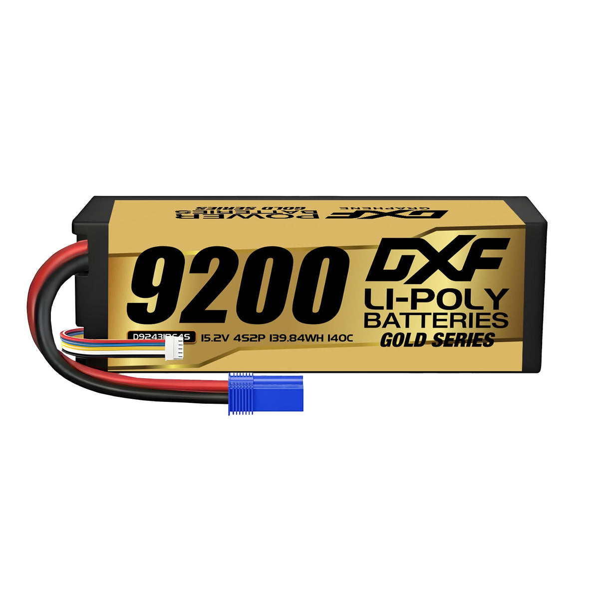 DXF GoldSeries 4S HV 15.2V 9200mAh 140C Graphene Hardcase LiPo Battery with XT90 & 10AWG Wire (1-6 Pack)