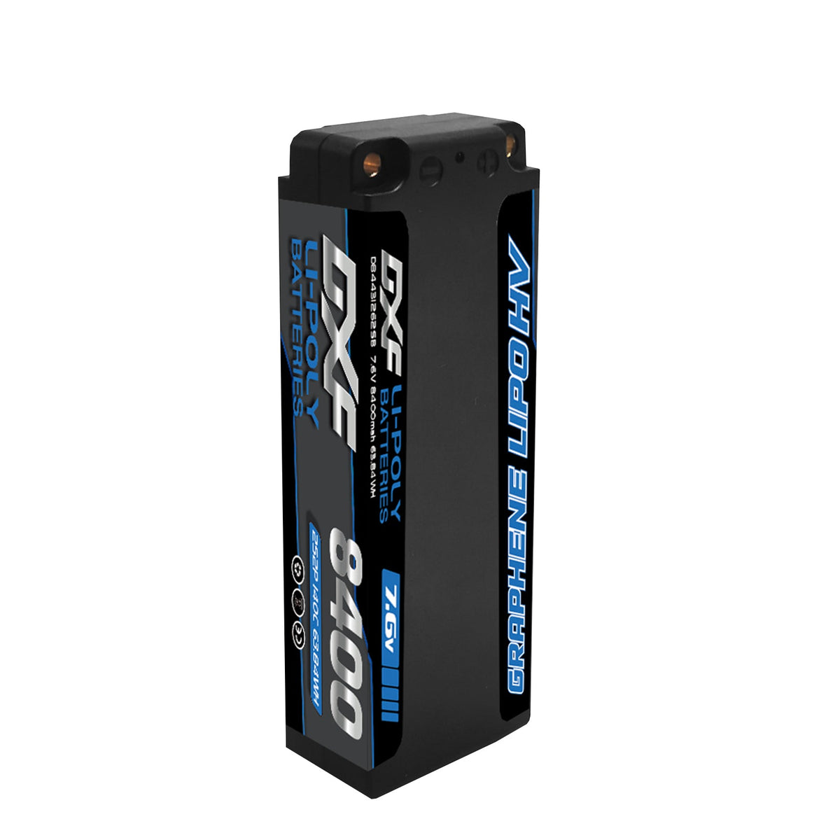 DXF LiPo Battery 2S2P HV 7.6V 8400mAh 140C Graphene Gray with 5mm Bullet / EC5 / T / TRX / XT60 / XT90 / XT150 / Q8s Plug for RC 1/10 1/8 1/5 Scale Car Racing