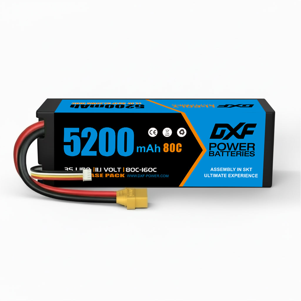 DXF LiPo Battery 3S 11.1V 5200mAh 80C Graphene Hardcase with EC5 / T / TRX / XT60 / XT90 / XT150 / Q8s Plug for RC 1/8 1/10 Buggy Truck Car Off-Road Drone