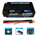 DXF Lipo Battery 2S 7.6V 6300mAh 140C Shorty 5MM Hardcase Battery Graphene Battery for RC Truck Drone 1/10 1/8 Scale Traxxas Slash 4x4 RC Car Buggy Truggy
