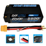 DXF LiPo Battery 2S 7.4V 5500mAh 150C Graphene Gray with 5mm Bullet / EC5 / T / TRX / XT60 / XT90 / XT150 / Q8s Plug for RC 1/10 Touring Car Racing