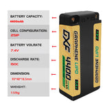 DXF LiPo Battery 2S 7.4V 4400mAh 140C Graphene Gray NGP Plus Gold Version with 5mm Bullet / EC5 / T / TRX / XT60 / XT90 / XT150 / Q8s Plug for RC 1/10 Touring Car Racing