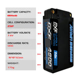 DXF LiPo Battery 2S HV 7.6V 4800mAh 140C Graphene Gray with 5mm Bullet / EC5 / T / TRX / XT60 / XT90 / XT150 / Q8s Plug for RC 1/10 Touring Car Racing