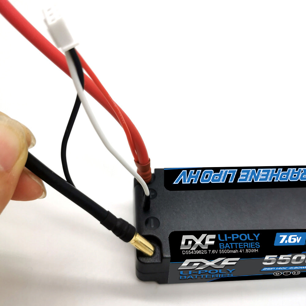 DXF LiPo Battery 2S 7.4V 5500mAh 150C Graphene Gray with 5mm Bullet / EC5 / T / TRX / XT60 / XT90 / XT150 / Q8s Plug for RC 1/10 Touring Car Racing