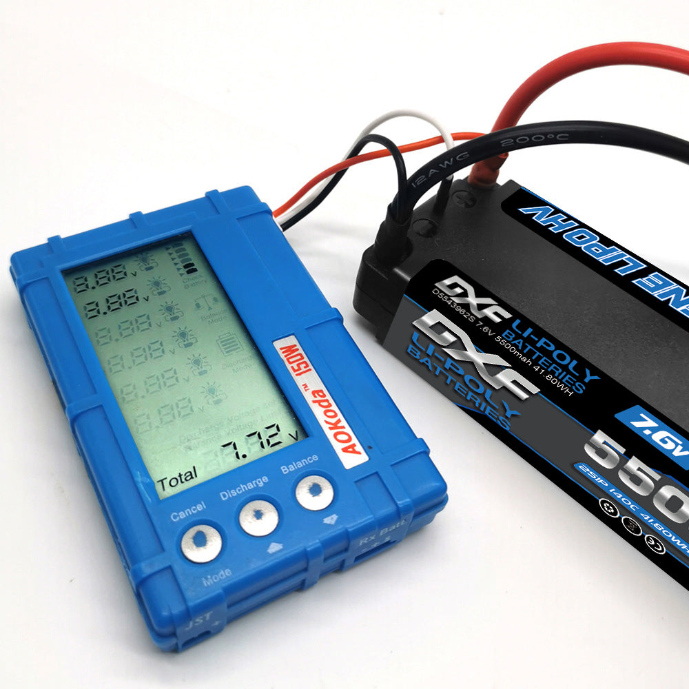 DXF LiPo Battery 2S 7.4V 5500mAh 150C Graphene Gray with 5mm Bullet / EC5 / T / TRX / XT60 / XT90 / XT150 / Q8s Plug for RC 1/10 Touring Car Racing