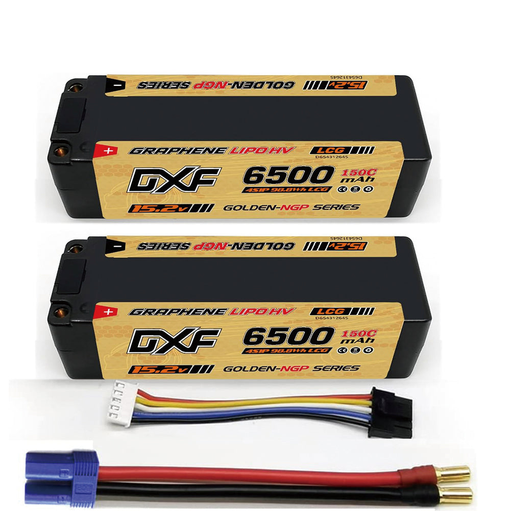 DXF GOLDEN-NGP 4S HV 15.2V 6500mAh 150C Graphene LCG Hardcase LiPo with 5mm to XT90 & 10AWG Wire (1-6 Pack)