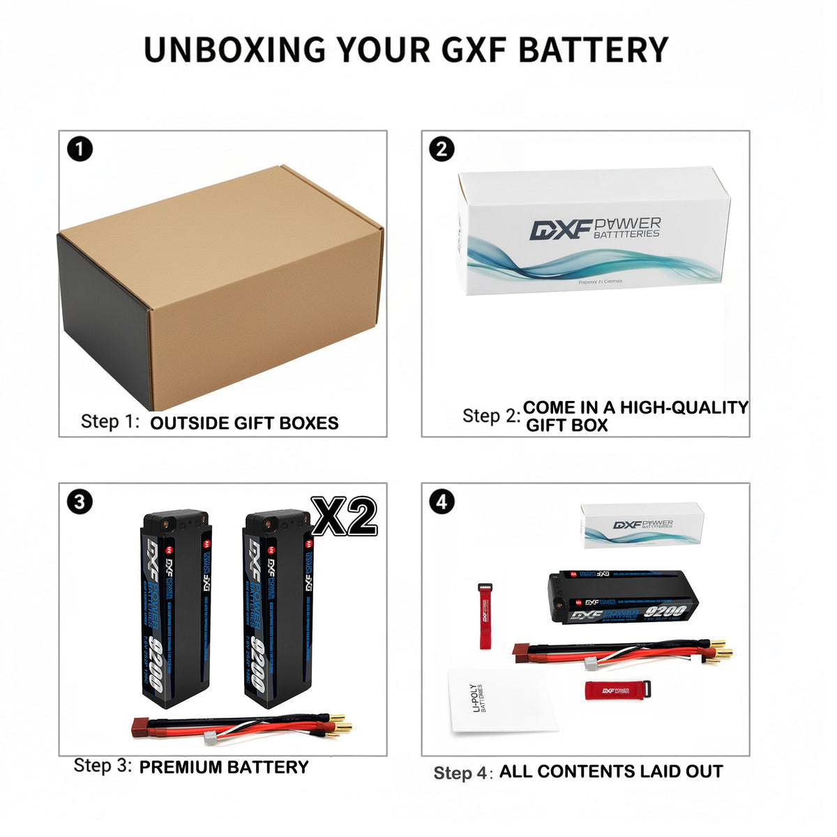 DXF 2S 7.6V Lipo Battery 130C 9200mAh Hardcase with 5mm Bullet to Deans Plug for RC 1/8 Vehicles Car Truck Tank Truggy Competition Racing Hobby