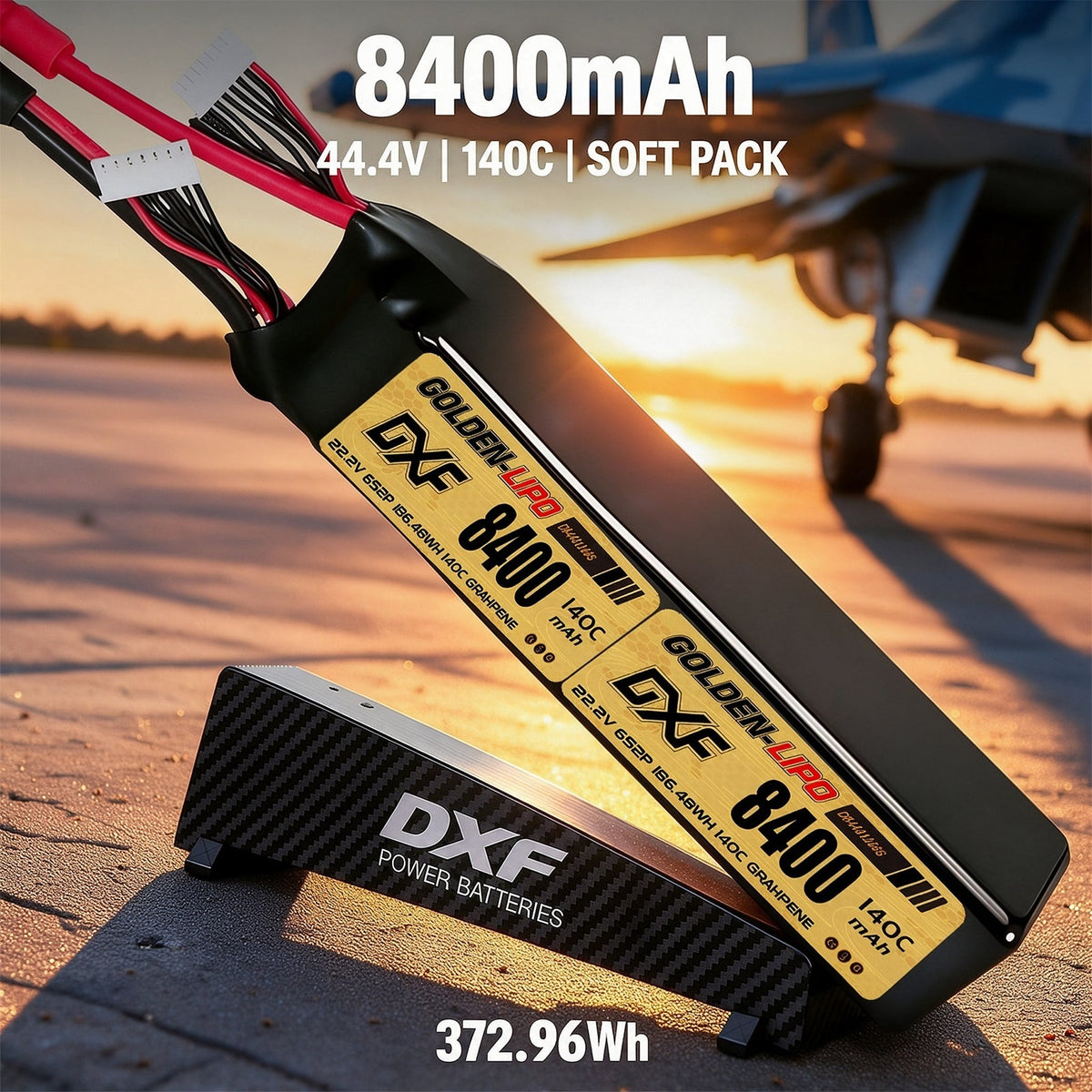 DXF Lipo Battery 12S 44.4V 8400mAh 140C GoldSeries Graphene Softcase with EC5 / T / TRX / XT60 / XT90 / XT150 / Q8s Plug for RC 1/8 1/10 Buggy Truck Car Off-Road Drone