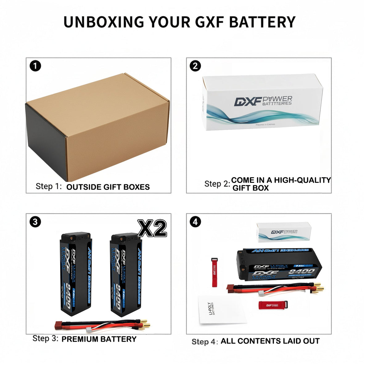 DXF 2S HV 7.6V 8400mAh 140C Graphene LiPo Hardcase Battery with 12AWG 5mm Bullet to Deans Plug for 1/8 1/10 RC Car Truck Boat Drone (1-6 Pack Available)