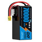 DXF SEMI-SOLID 14S 51.8V 70000mAh 5C Soft Case LiPo Battery with 8AWG Wire for UAVs & Drones (1-6 Pack)
