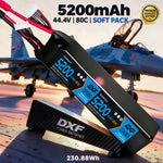 DXF LiPo Battery 12S 44.4V 5200mAh 80C Graphene Softcase Blue with EC5 / T / TRX / XT60 / XT90 / XT150 / Q8s Plug for RC 1/8 1/10 Buggy Truck Car Off-Road Drone