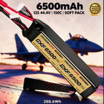 DXF Lipo Battery 12S 44.4V 6500mAh 150C GoldSeries Graphene Softcase with EC5 / T / TRX / XT60 / XT90 / XT150 / Q8s Plug for RC 1/8 1/10 Buggy Truck Car Off-Road Drone