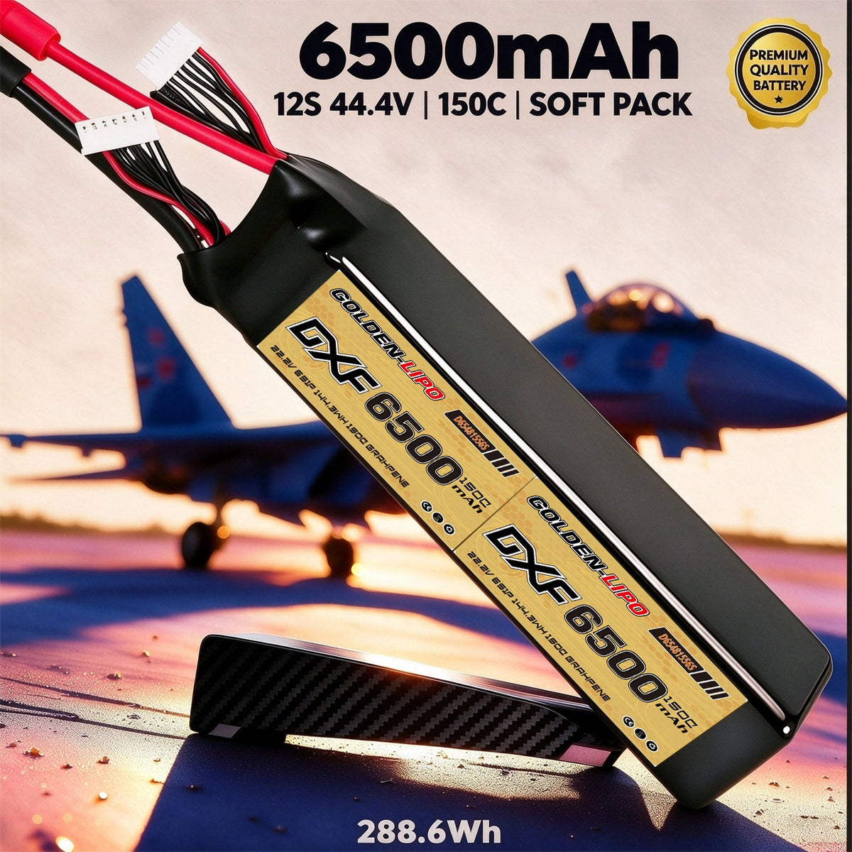 DXF Lipo Battery 12S 44.4V 6500mAh 150C GoldSeries Graphene Softcase with EC5 / T / TRX / XT60 / XT90 / XT150 / Q8s Plug for RC 1/8 1/10 Buggy Truck Car Off-Road Drone