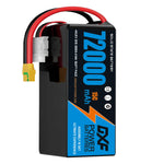 DXF SEMI-SOLID 12S 46.2V 72000mAh 15C Soft Case LiPo Battery with 8AWG Wire for Toy Cars, Boats, UAVs & Drones (1-6 Pack)