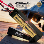 DXF Lipo Battery 12S 44.4V 4200mAh 150C GoldSeries Graphene Softcase with EC5 / T / TRX / XT60 / XT90 / XT150 / Q8s Plug for RC 1/8 1/10 Buggy Truck Car Off-Road Drone