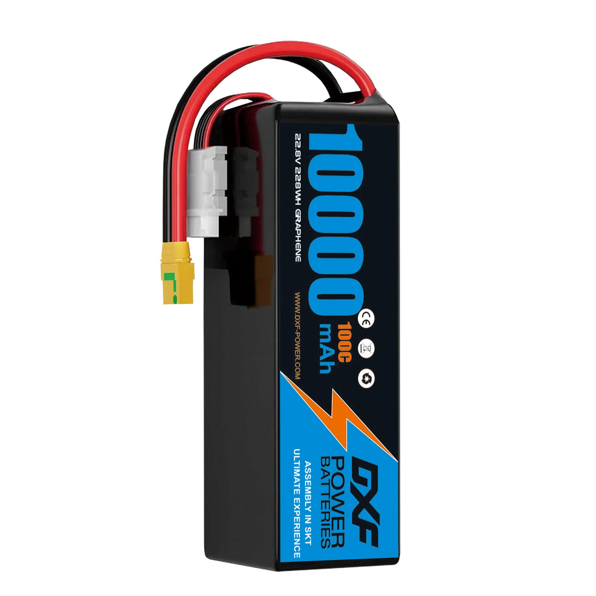 DXF 6S 22.8V 10000mAh 100C Soft Case LiHV Battery with 8AWG Wire for Toy Cars, Boats, UAVs & Drones (1-6 Pack)