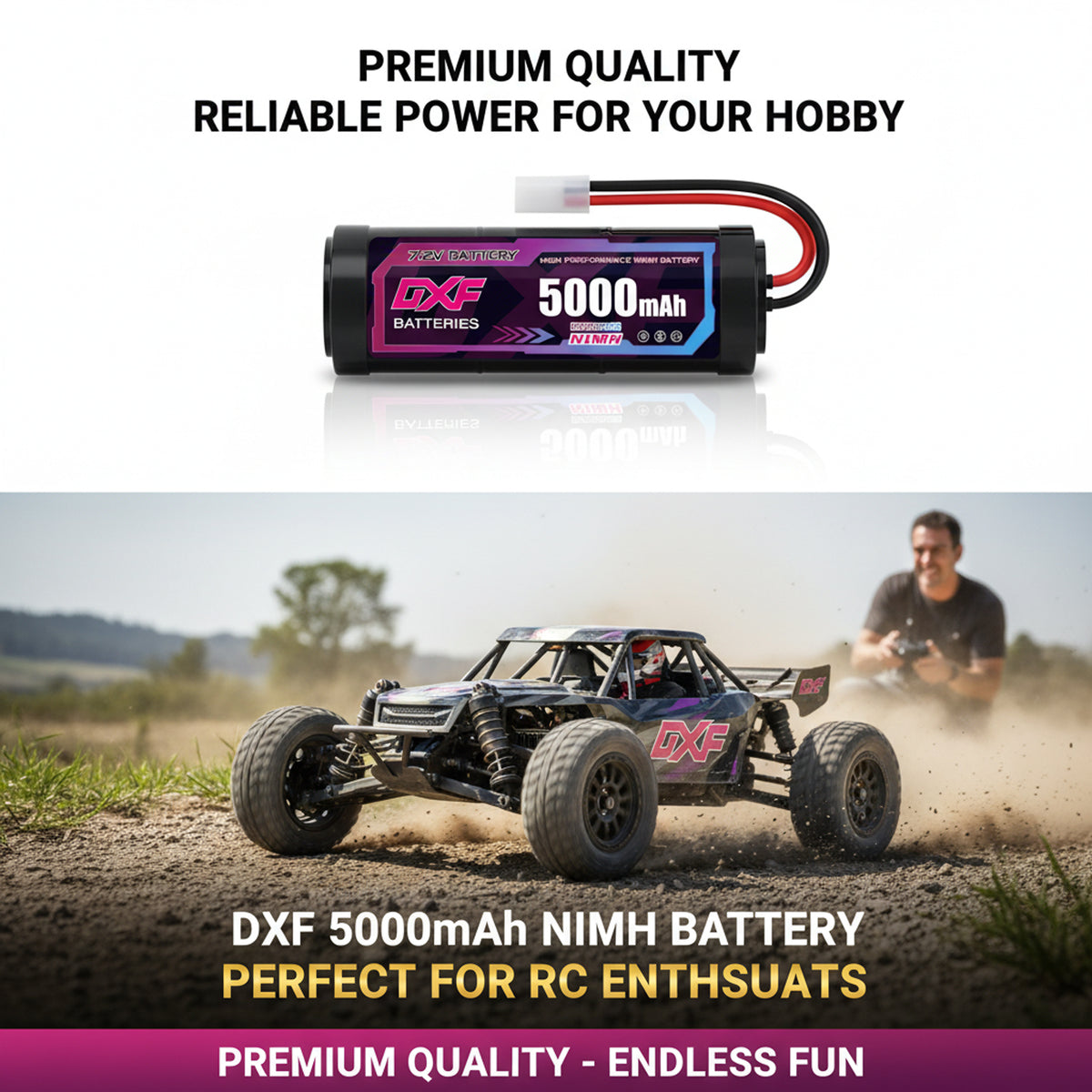 DXF NiMH SC Battery 6S 7.2V 5000mAh with Tamiya / EC3 / T-Plug / XT60 Connector for RC 1/10 Car Truck Buggy