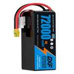 DXF 6S 22.2V 72000mAh 5C Soft Case LiPo Battery with 8AWG Wire for Toy Cars, Boats, UAVs & Drones (1-6 Pack)
