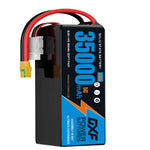 DXF SEMI-SOLID 14S 51.8V 35000mAh 5C Soft Case LiPo Battery with 8AWG Wire for UAVs & Drones (1-6 Pack)