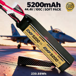 DXF Lipo Battery 12S 44.4V 5200mAh 100C GoldSeries Graphene Softcase with EC5 / T / TRX / XT60 / XT90 / XT150 / Q8s Plug for RC 1/8 1/10 Buggy Truck Car Off-Road Drone