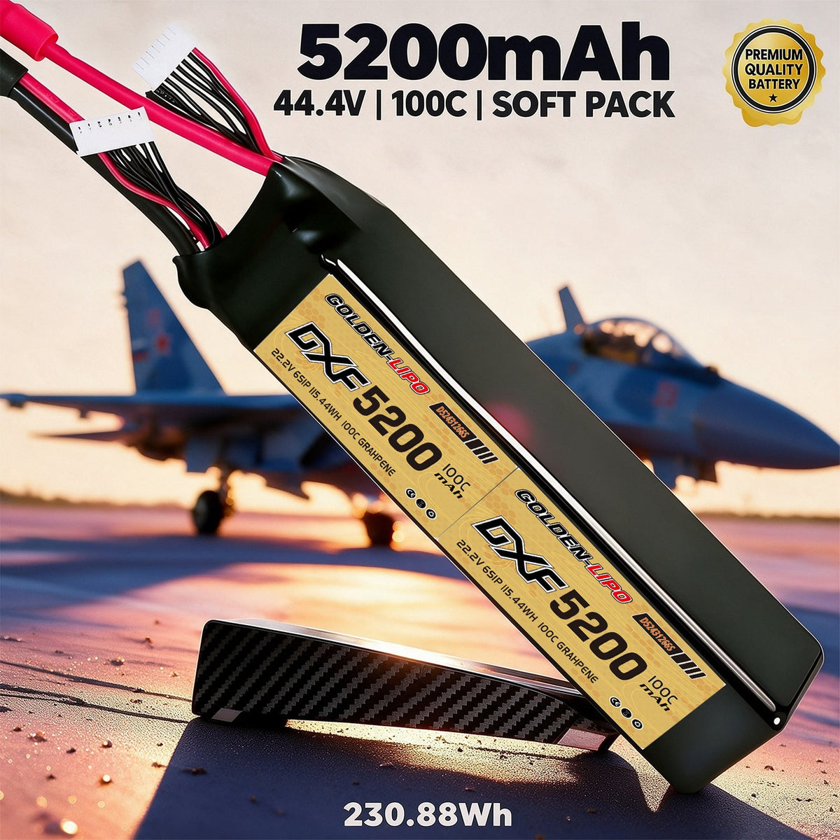 DXF Lipo Battery 12S 44.4V 5200mAh 100C GoldSeries Graphene Softcase with EC5 / T / TRX / XT60 / XT90 / XT150 / Q8s Plug for RC 1/8 1/10 Buggy Truck Car Off-Road Drone