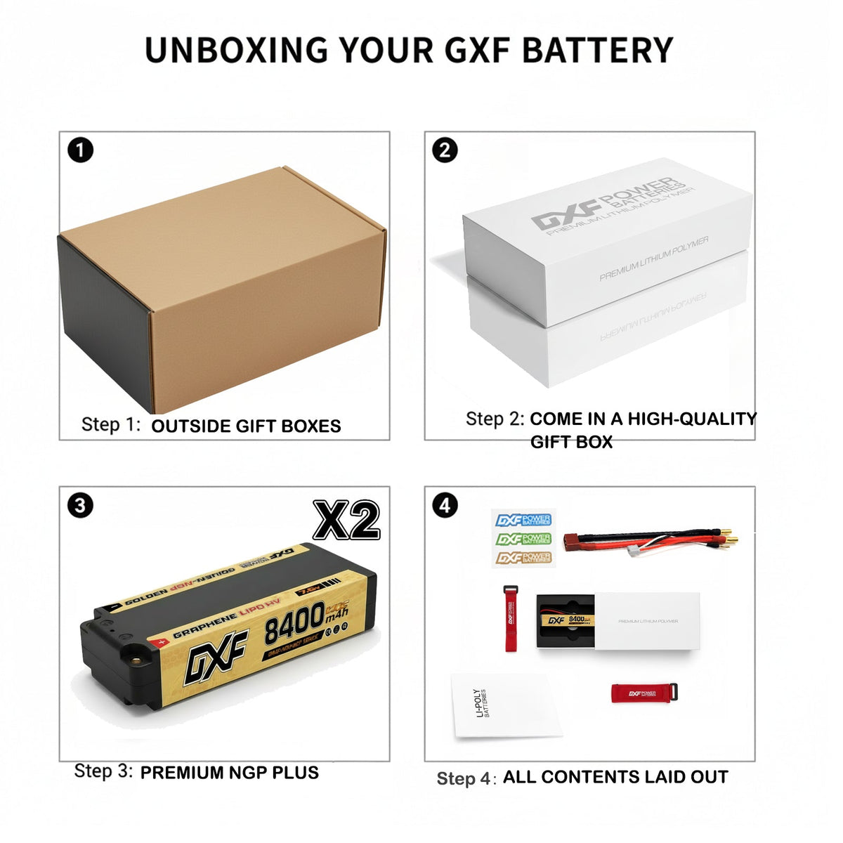 DXF 5mm 2S 8400mAh 7.6V 140C EFRA Certified GOLDEN-NGP HardCase LiPo Battery with Deans Plug for 1:8 RC Car, Multirotor, Airplane, Helicopter, Boat (1-6 Pack Available)