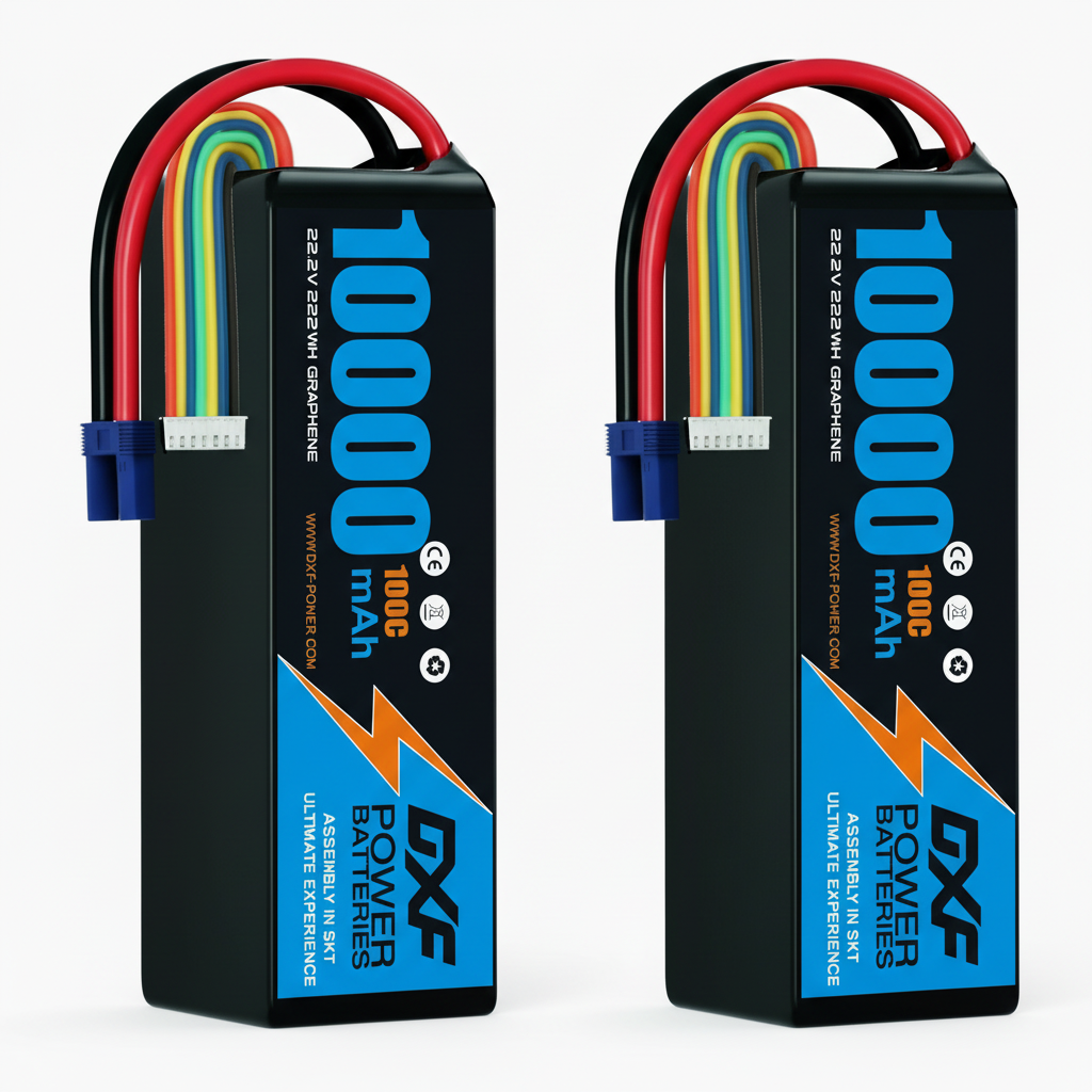 DXF 6S 22.2V 10000mAh 100C Softcase LiPo Battery with 10AWG EC5 for 1/8 RC Cars, Trucks, Buggies, Truggies (1-6 Pack Available)