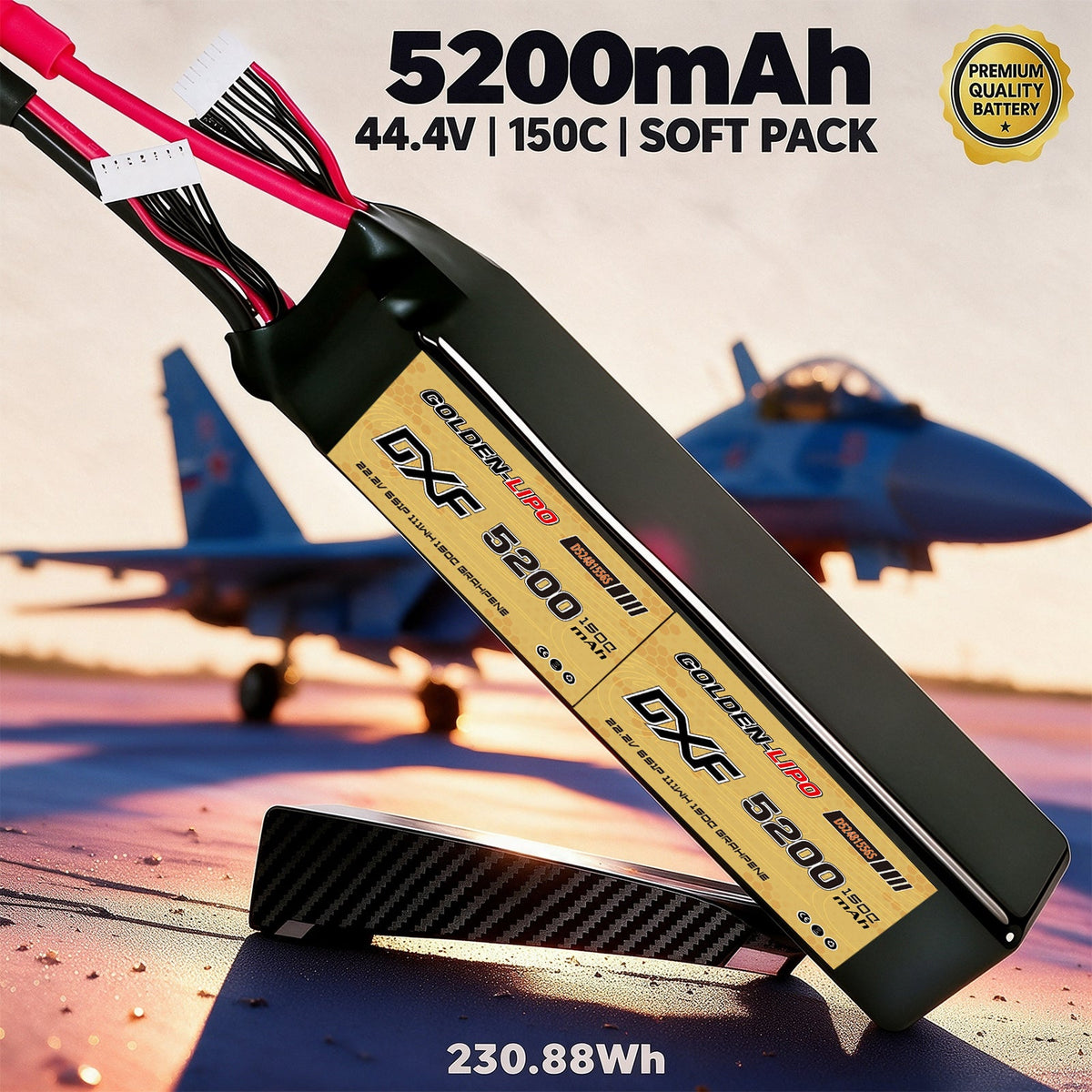 DXF Lipo Battery 12S 44.4V 5200mAh 150C GoldSeries Graphene Softcase with EC5 / T / TRX / XT60 / XT90 / XT150 / Q8s Plug for RC 1/8 1/10 Buggy Truck Car Off-Road Drone