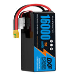 DXF SEMI-SOLID 12S 44.4V 16000mAh 15C Soft Case LiPo Battery with 8AWG Wire for Toy Cars, Boats, UAVs & Drones (1-6 Pack)