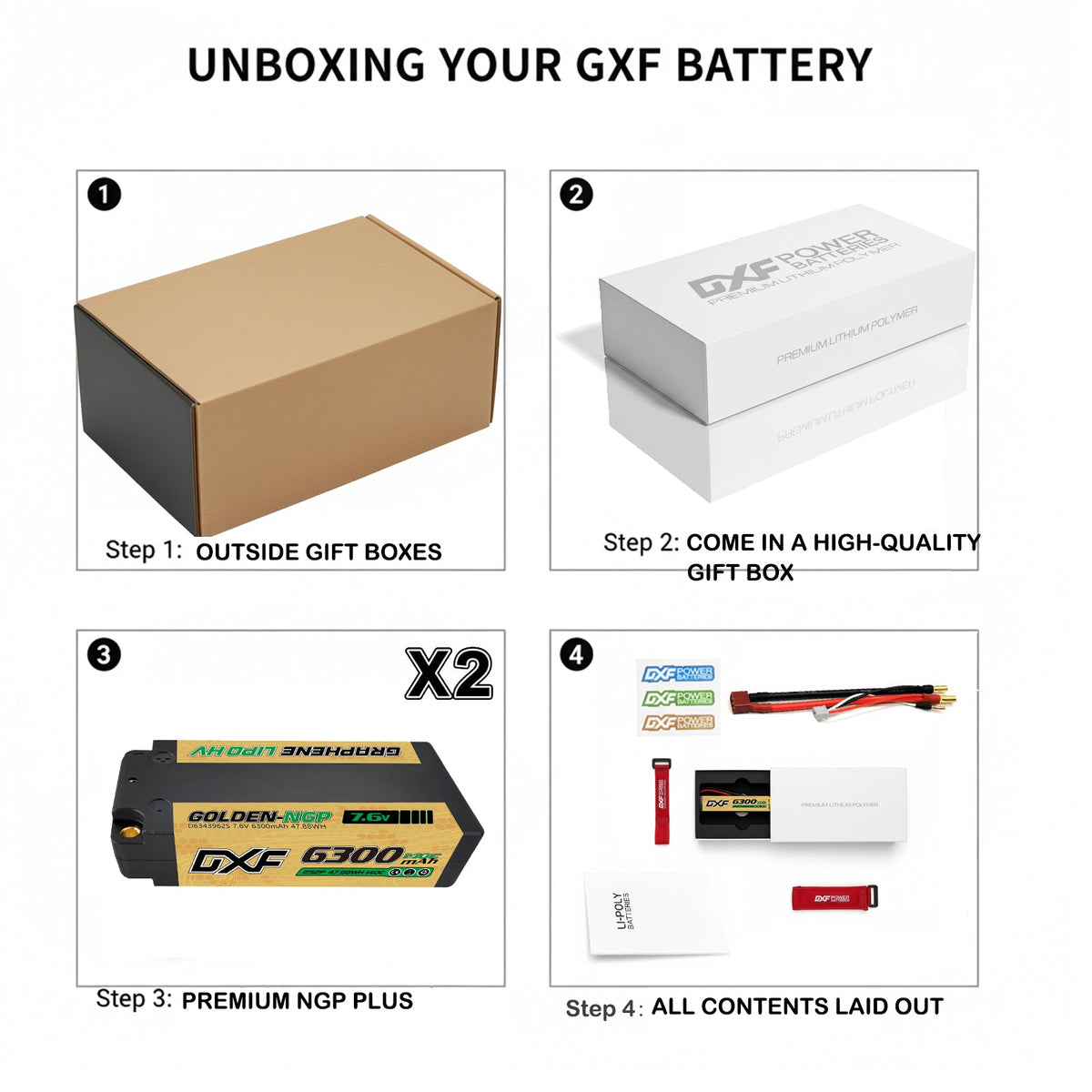 DXF 5mm 2S 6300mAh 7.6V 140C GOLDEN-NGP HardCase LiPo Battery with XT90 Plug for 1:8 Scale RC Car, Multi-Rotor RC Airplane, RC Helicopter, RC Boat