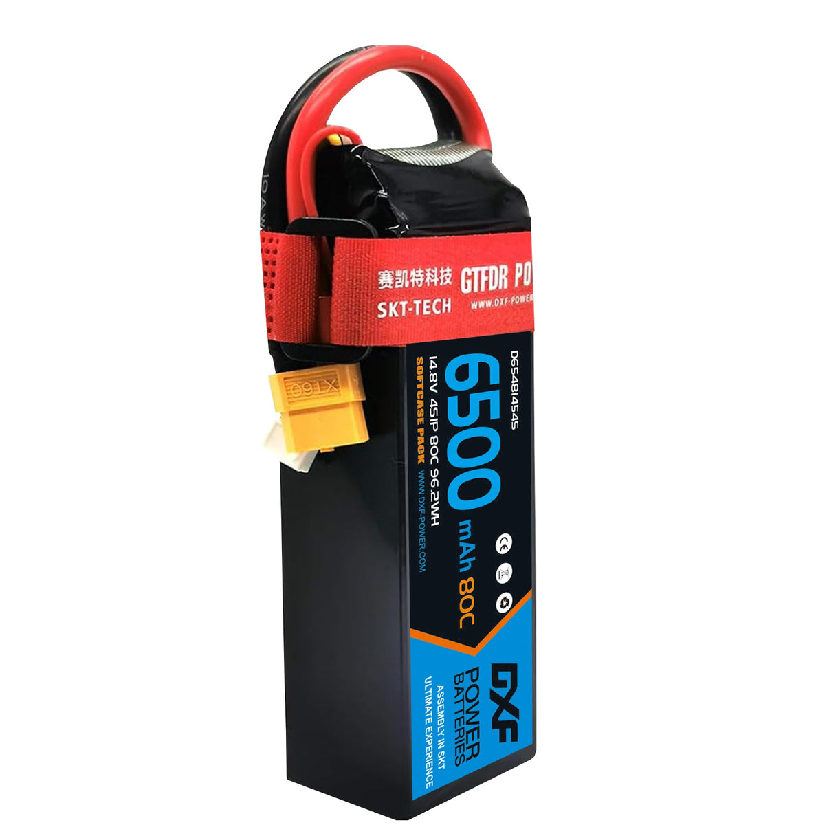 DXF Lipo Battery 4S 14.8V 6500mAh 80C Graphene Softcase with EC5 / T / TRX / XT60 / XT90 / XT150 / Q8s Plug for RC 1/8 1/10 Buggy Truck Car Off-Road Drone