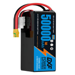 DXF SEMI-SOLID 12S 44.4V 50000mAh 5C Soft Case LiPo Battery with 8AWG Wire for Toy Cars, Boats, UAVs & Drones (1-6 Pack)